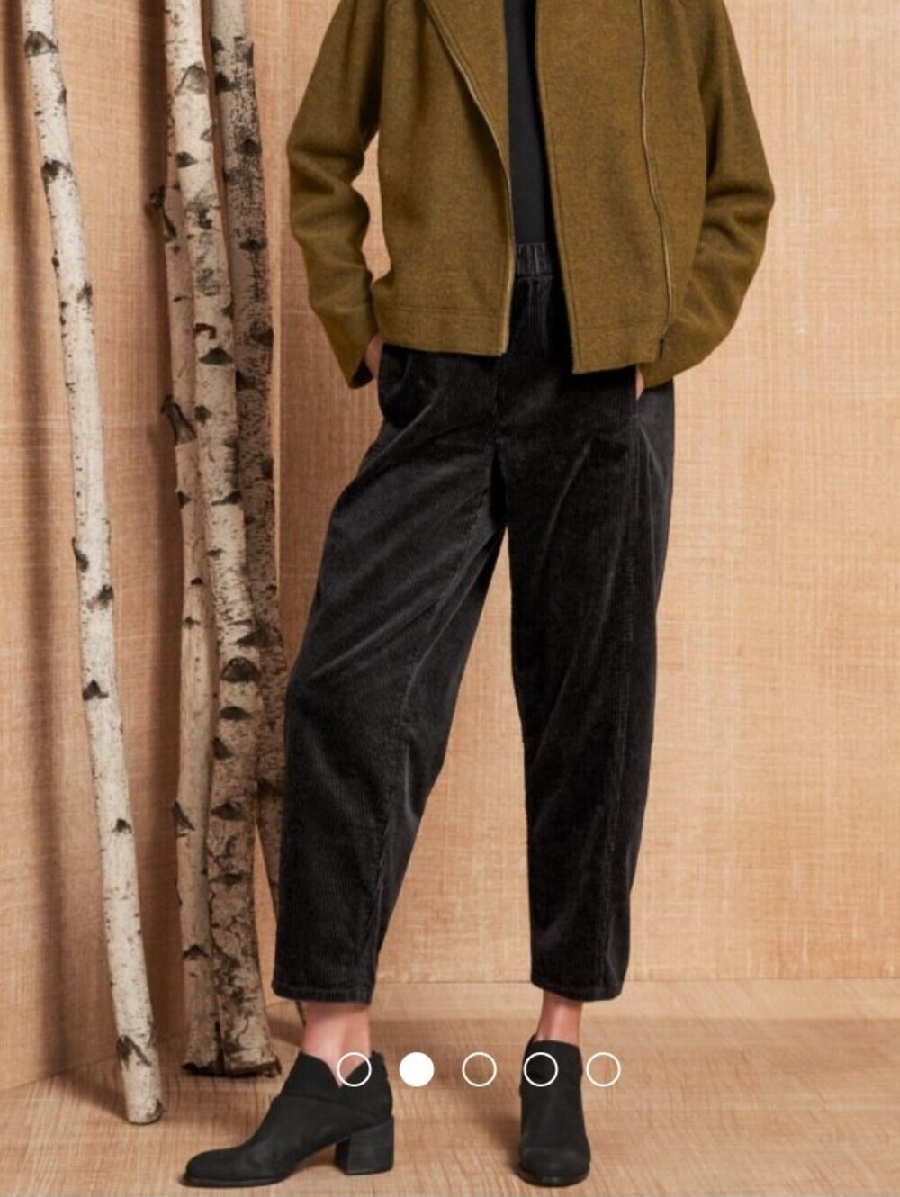 EILEEN FISHER Navy Corduroy Cotton Relaxed Tapered Lantern Pants